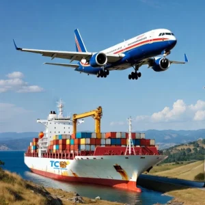 Carga aérea y marítima manejo y logística